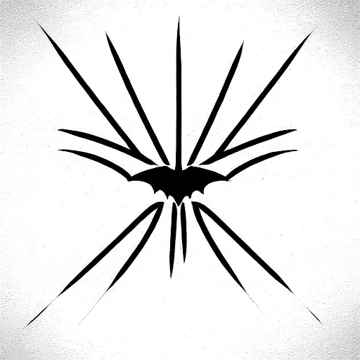 tattoo black, batman logo surrounded by spider web, modern, line style, minimalist tattoo design idea