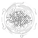 interconnected maze with an open path, representing the journey to find clarity and escape the complexities of overthink tattoo design idea