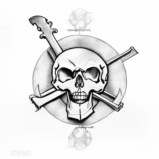 skull and crossbones with scythes instead of bones tattoo design idea