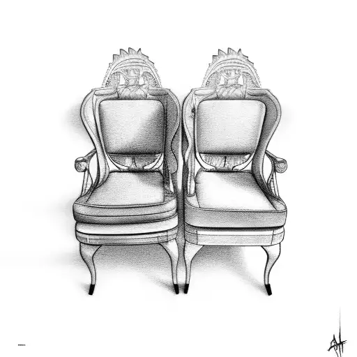 two chairs with palm trees  tattoo design idea