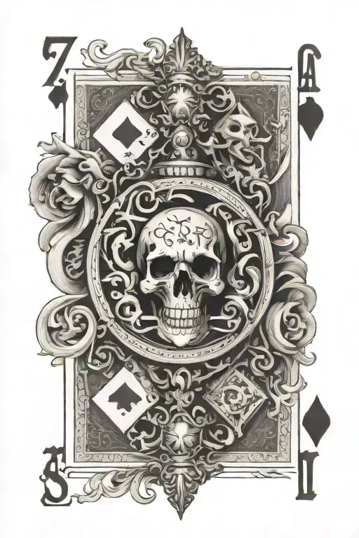 playing card and seven deadly sins amine tattoo design idea