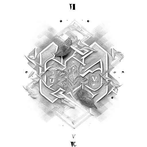 mixing initial v and c tattoo design idea