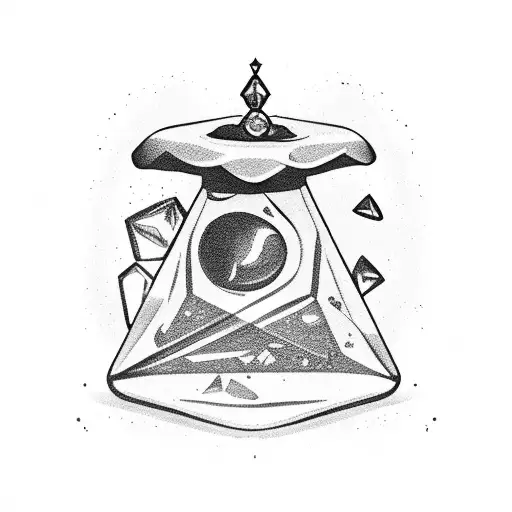 potion bottles, crystals, planchette and witchy things tattoo design idea