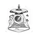 potion bottles, crystals, planchette and witchy things tattoo design idea