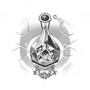 potion bottles, crystals, planchette and witchy things tattoo design idea