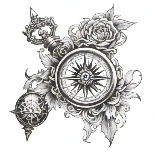 Compass Fortune Favors tattoo design idea