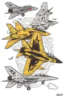 F-14 tomcat and swallow flying together tattoo design idea