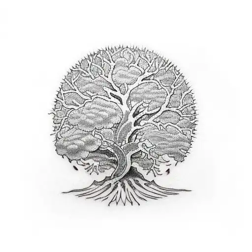 Japanese "Tree Of Life" Tattoo Idea BlackInk AI
