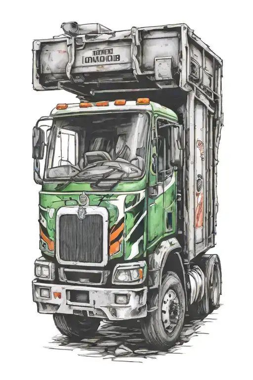 garbage truck driver tattoo design idea