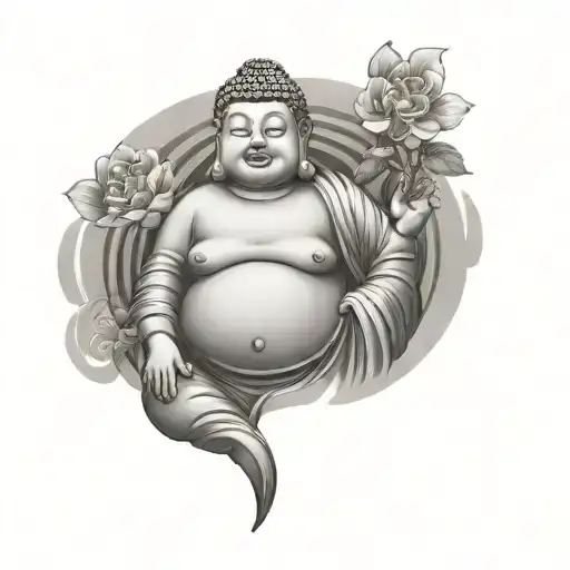 fat buddha tattoo design idea