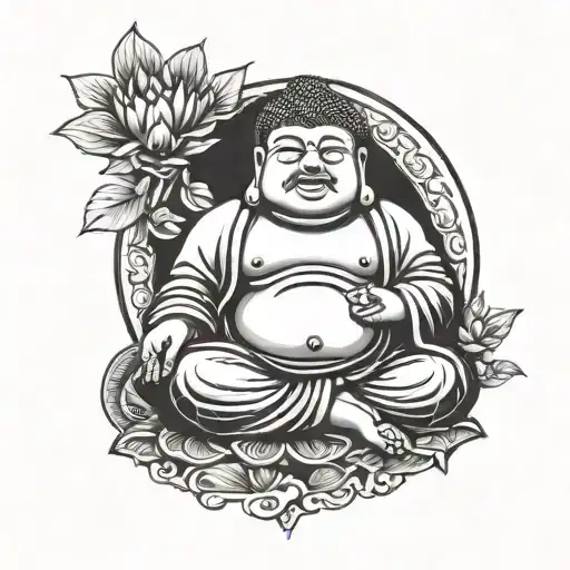 fat buddha tattoo design idea