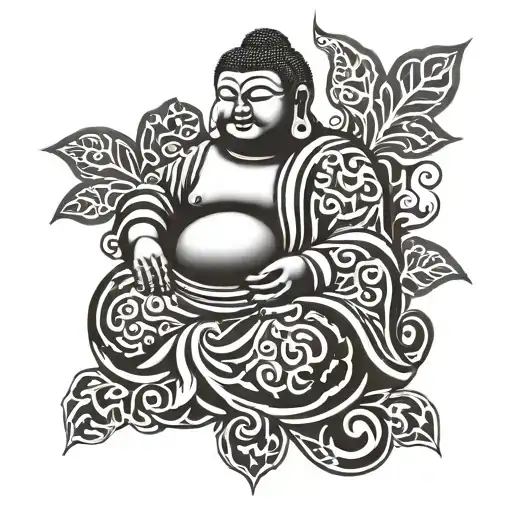 fat buddha tattoo design idea