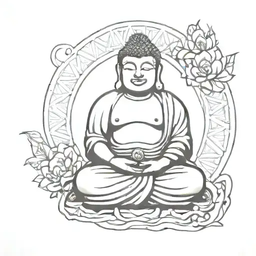 fat buddha tattoo design idea