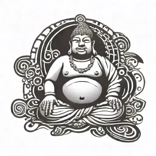 fat buddha tattoo design idea