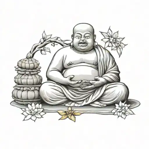 fat buddha tattoo design idea