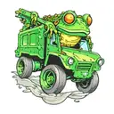 frog driving garbage truck tattoo design idea