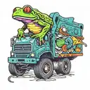 frog driving garbage truck tattoo design idea
