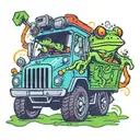 frog driving garbage truck tattoo design idea
