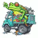 frog driving garbage truck tattoo design idea