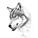 wolf and horse heads tattoo design idea