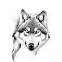 wolf and horse heads tattoo design idea