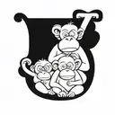 3 wise monkeys cyber tattoo design idea
