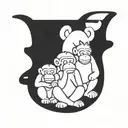 3 wise monkeys cyber tattoo design idea