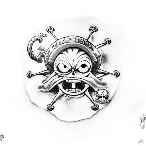 one piece monkey d Luffy with conqueror haki skull tattoo design idea
