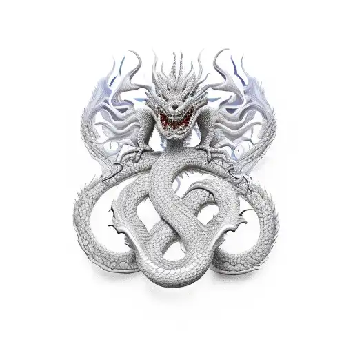 A 3D printer extruding a strand of code that transforms into a dragon, representing the client's passion for technology and fantasy tattoo design idea