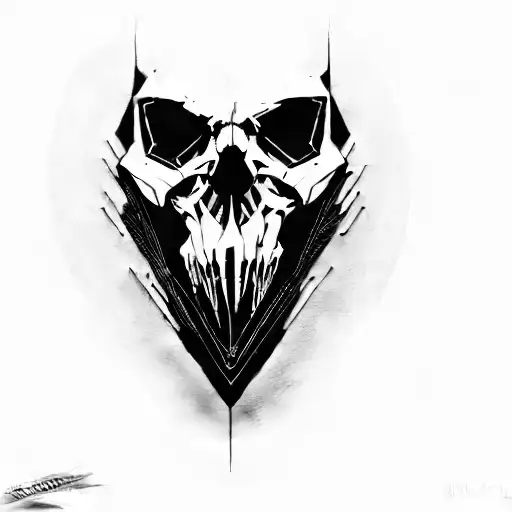 cyber punk style skull tattoo design idea