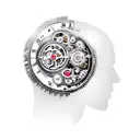 A clockwork brain with gears and wires symbolizing the complexity of ADHD and the passage of time tattoo design idea