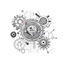 A clockwork brain with gears and wires symbolizing the complexity of ADHD and the passage of time tattoo design idea