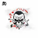 monkey d Luffy skull version with son order haki tattoo design idea