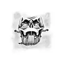 monkey d Luffy skull version with son order haki tattoo design idea