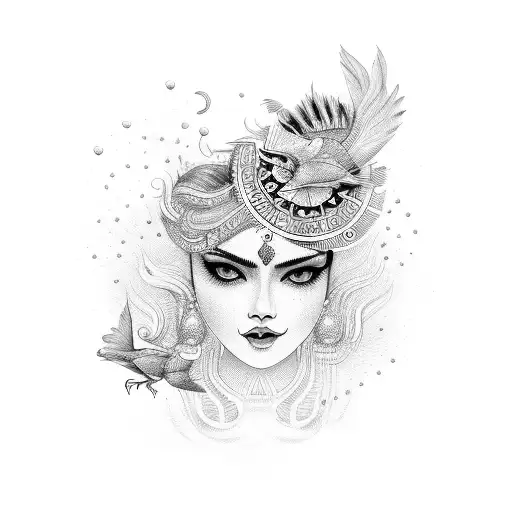 Banjara written in mix of Hindi and English with birds flying  tattoo design idea