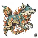 fish transforming into a wolf tattoo design idea