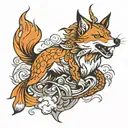 fish transforming into a wolf tattoo design idea