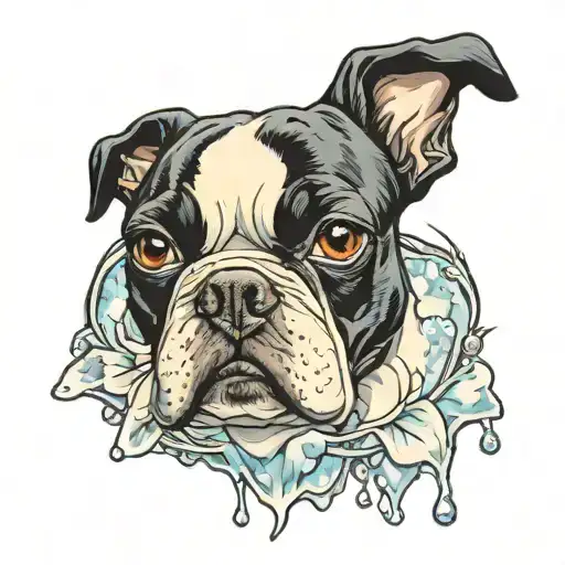 Boston terrier with ice around it  tattoo design idea