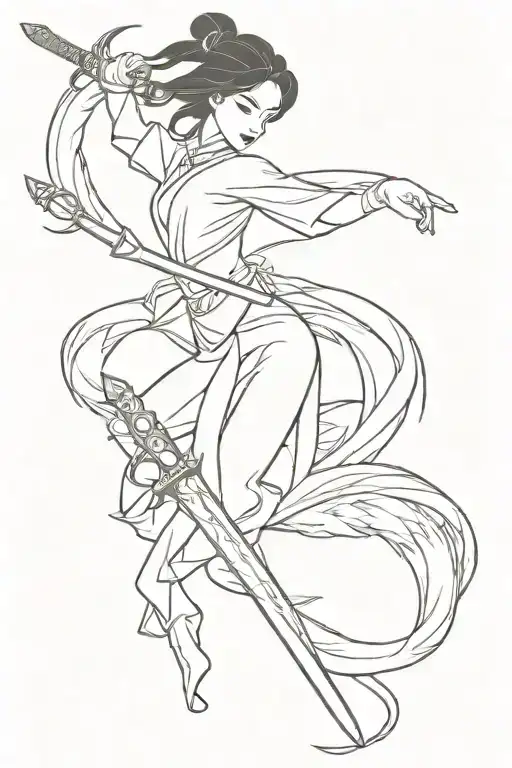 mulan sword dragon tattoo design idea