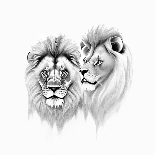 lion and lamb tattoo design idea