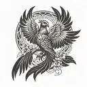 Phoenix and inner child  tattoo design idea