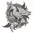 Phoenix and inner child  tattoo design idea