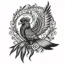 Phoenix and inner child  tattoo design idea