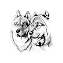 Cane Corso surrounded by wolves tattoo design idea
