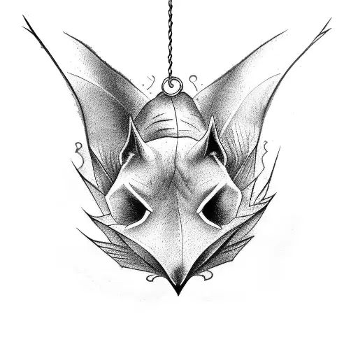 hanging bat tattoo design idea