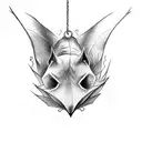 hanging bat tattoo design idea