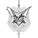 hanging bat tattoo design idea