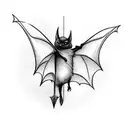hanging bat tattoo design idea