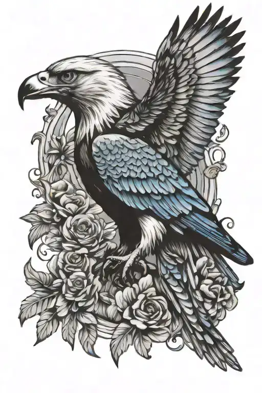 Eagle and Blue jay bird flying tattoo design idea