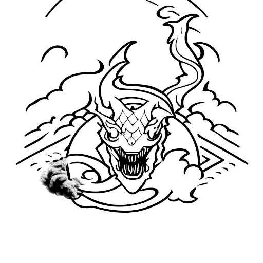 A simple yet powerful tattoo of the Dragonborn holding a joint, with smoke forming the shape of a dragon tattoo design idea